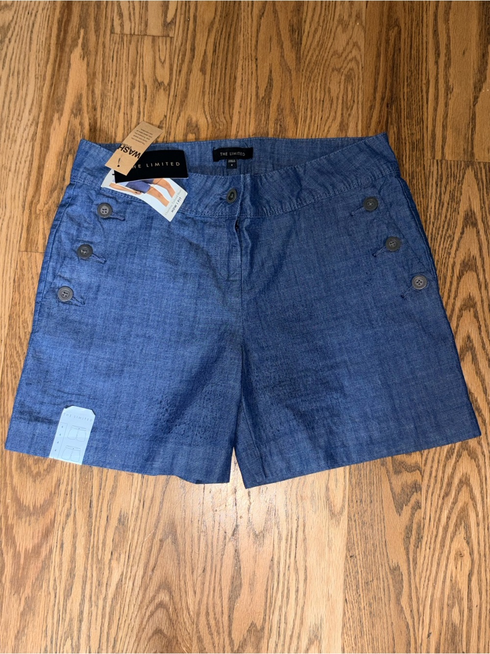 The Limited Blue Linen-Blend Button-Detail Bermuda Shorts